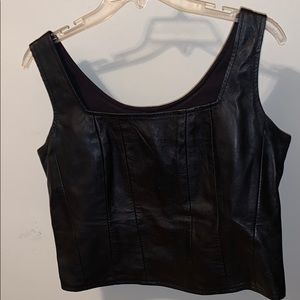 Vintage Oscar Leopold Leather crop tank top shirt